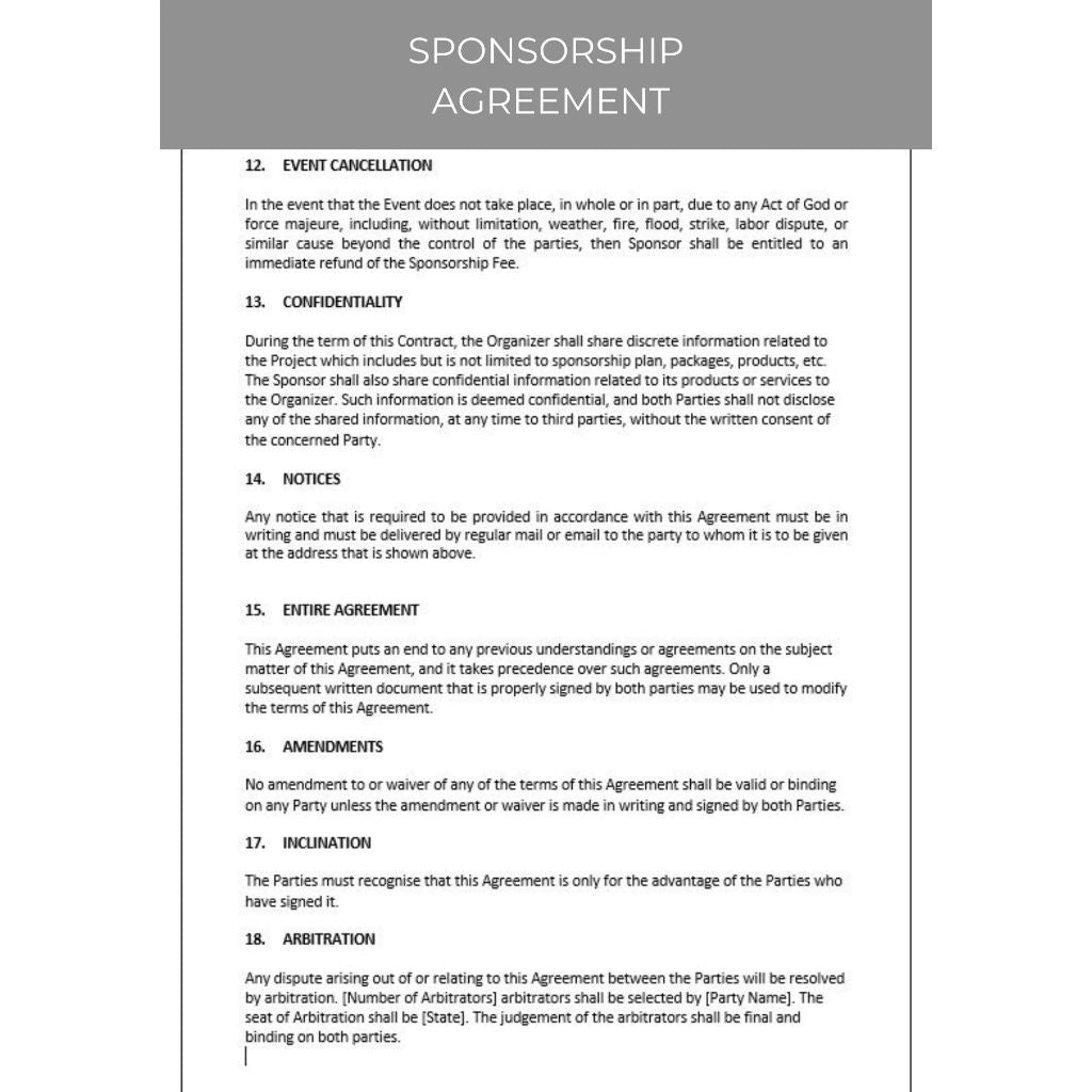 SPONSORSHIP AGREEMENT