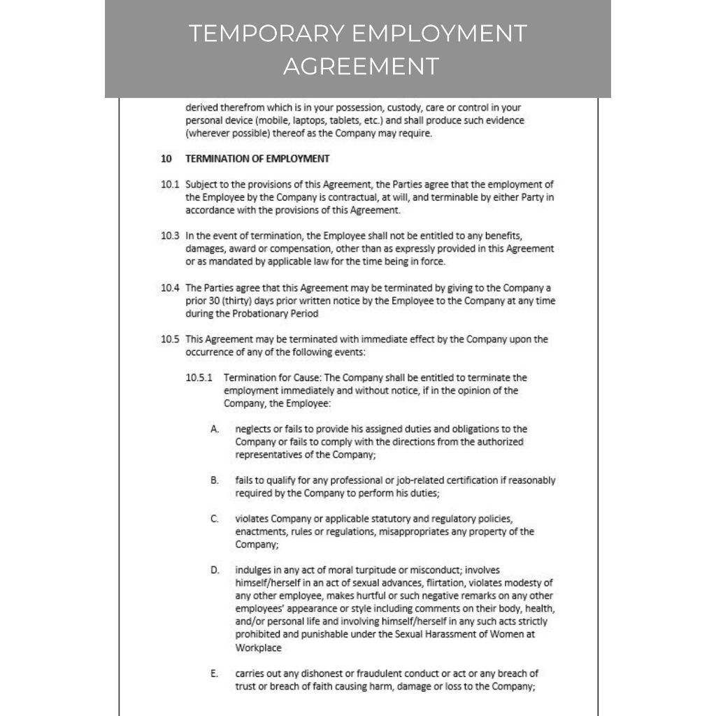 TEMPORARY EMPLOYMENT AGREEMENT