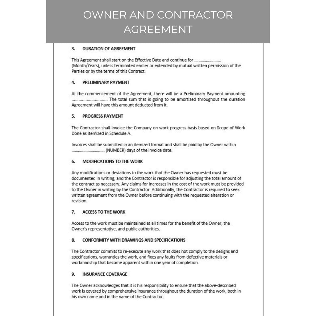 AGREEMENT BETWEEN OWNER AND CONTRACTOR