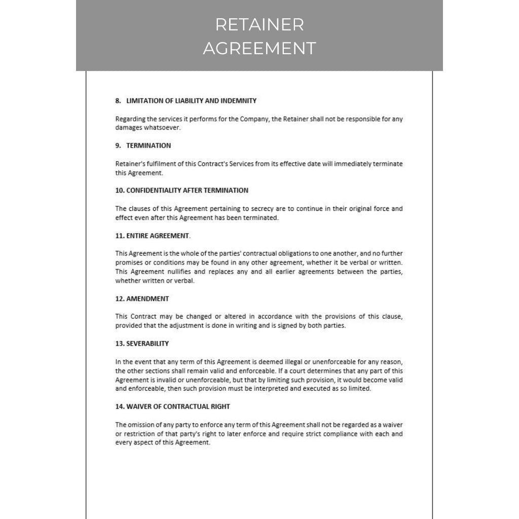 RETAINER AGREEMENT DOCUMENT