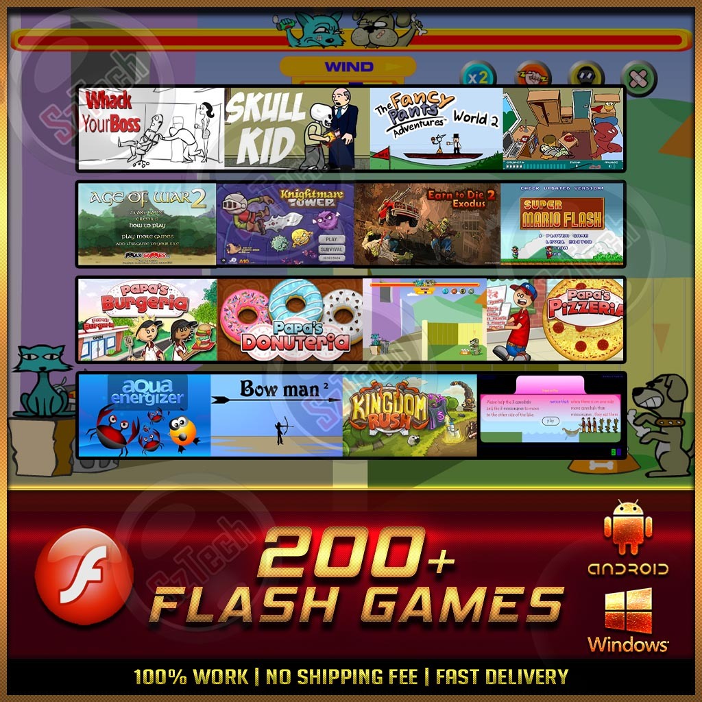 200 Flash Games [PC/Android GAME]Incriminati - Papa's Pizzeria- Cannibals & Missioneries - Fleabag vs Mutt - Age of War