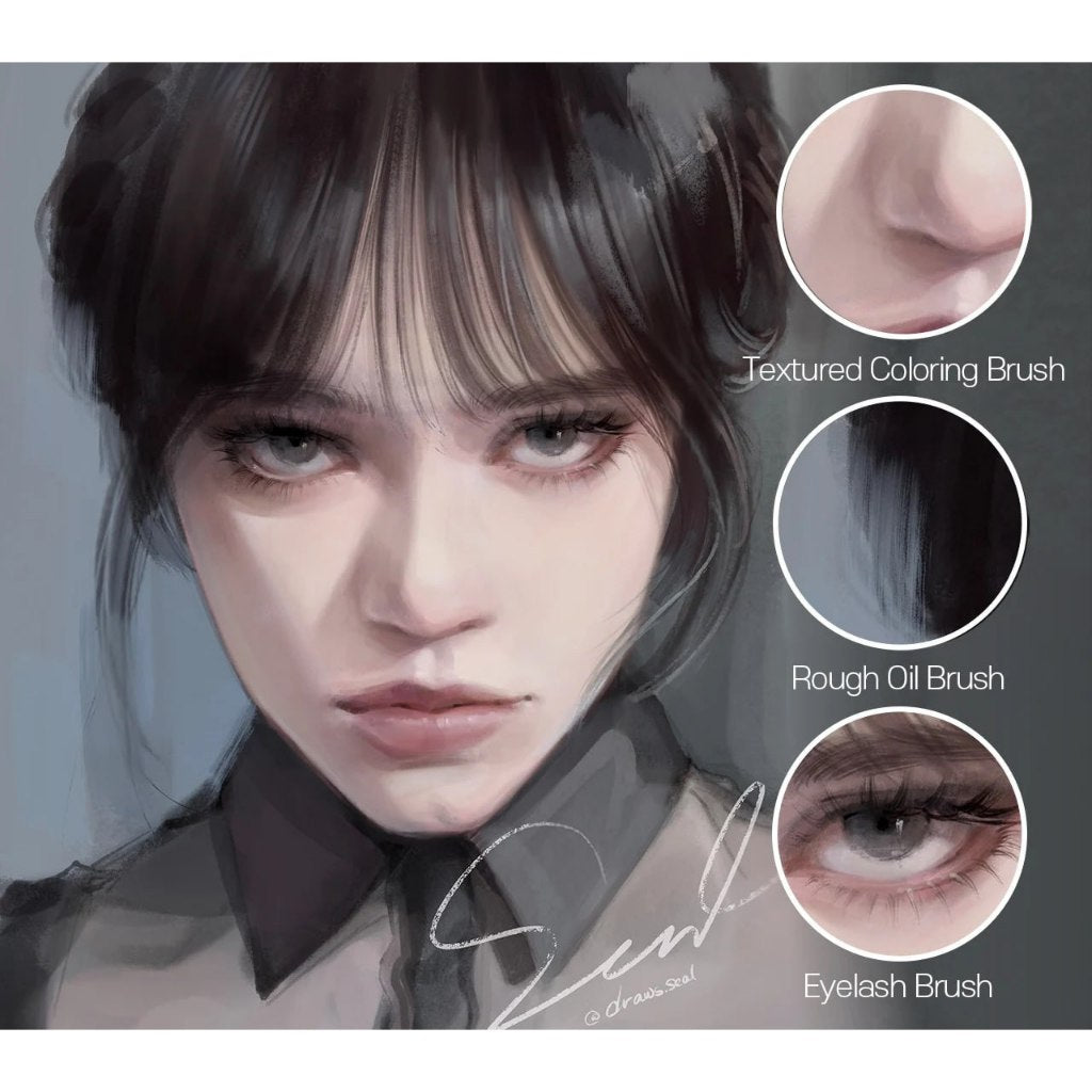 Procreate【T338】 Portrait + Hair Brushesfor Procreate