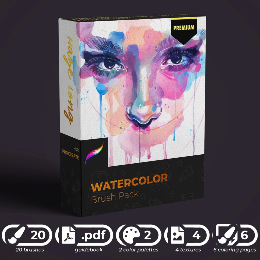 Procreate iOS & MacOSX【T237】 Procreate Watercolor Brush Pack - Premium Edition