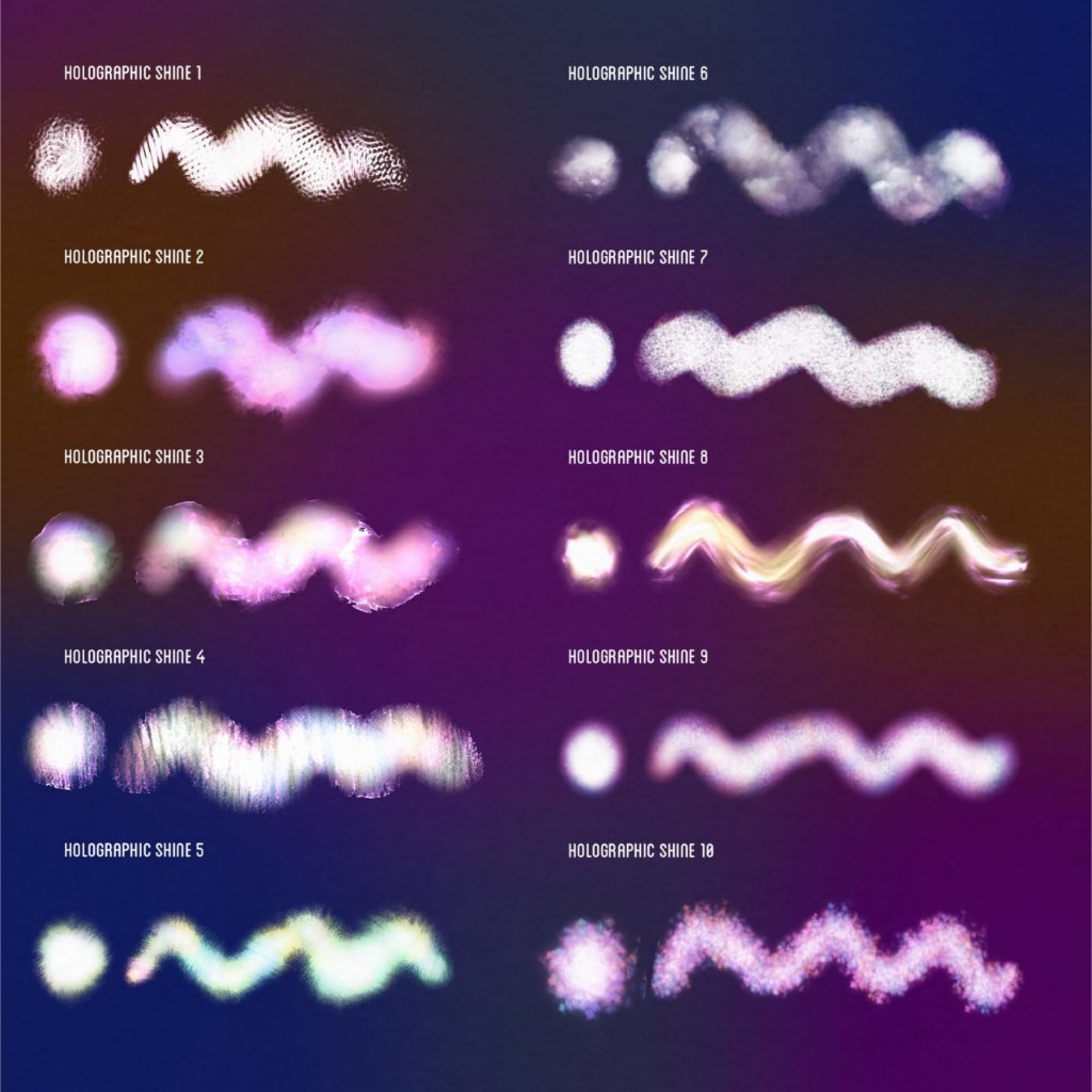 Procreate iOS & MacOSX【T258】 Holographic Brushes for Procreate