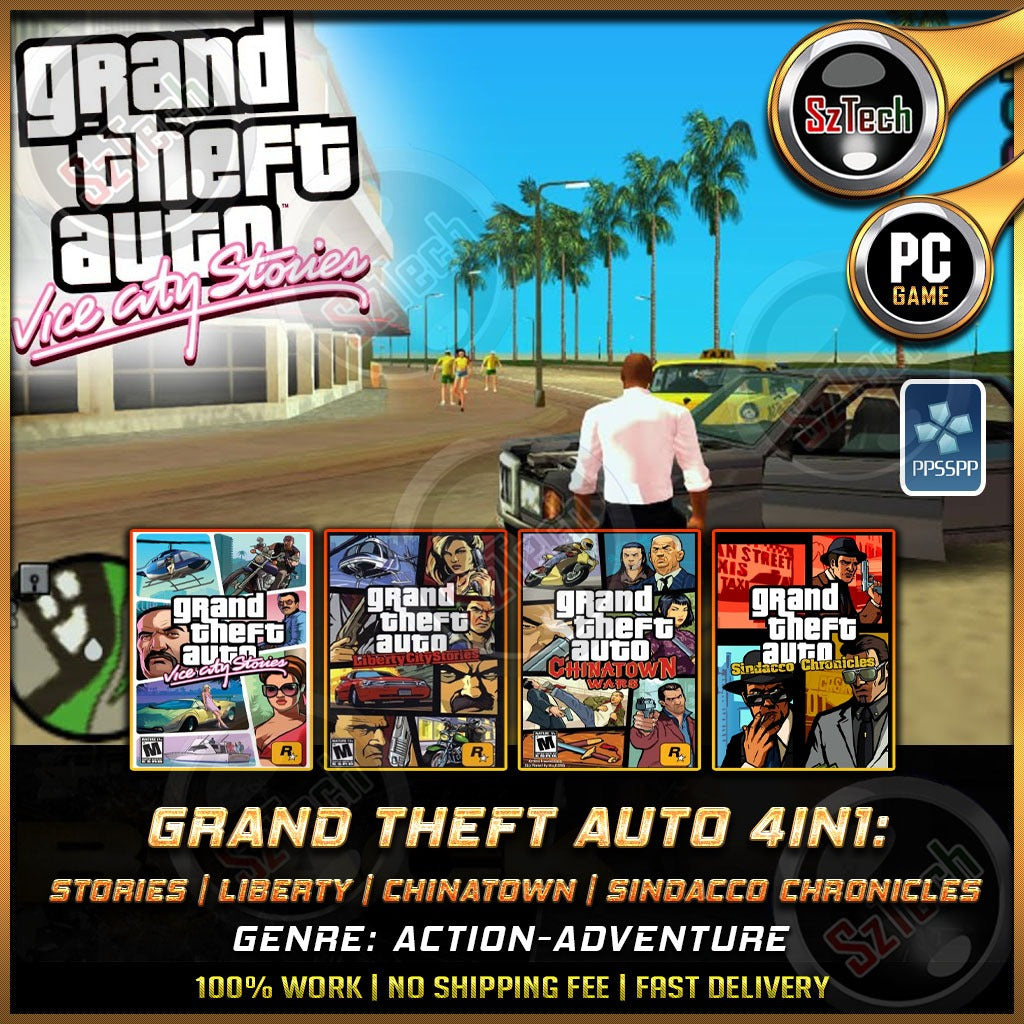 Grand Theft Auto 4in1 - Vice & Liberty City Stories | Chinatown [ PC/Laptop GAME] Offline GamesGTAPPSSPP Emulator