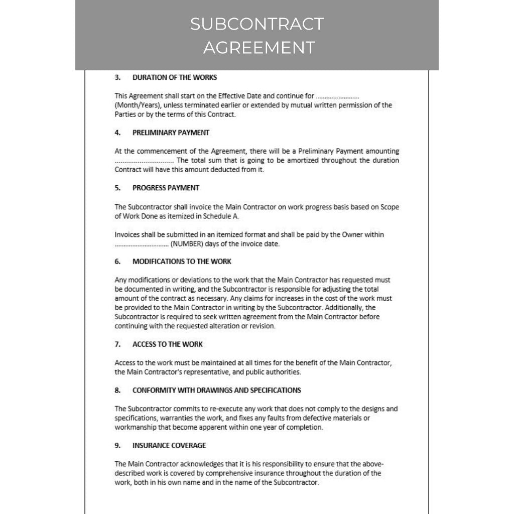 SUBCONTRACT AGREEMENT
