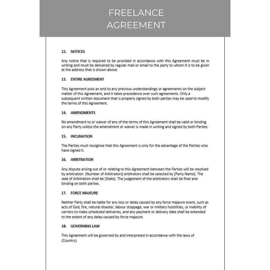 FREELANCE AGREEMENT DOCUMENT