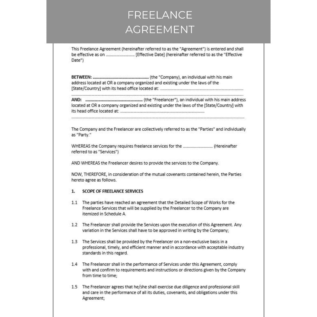 FREELANCE AGREEMENT DOCUMENT