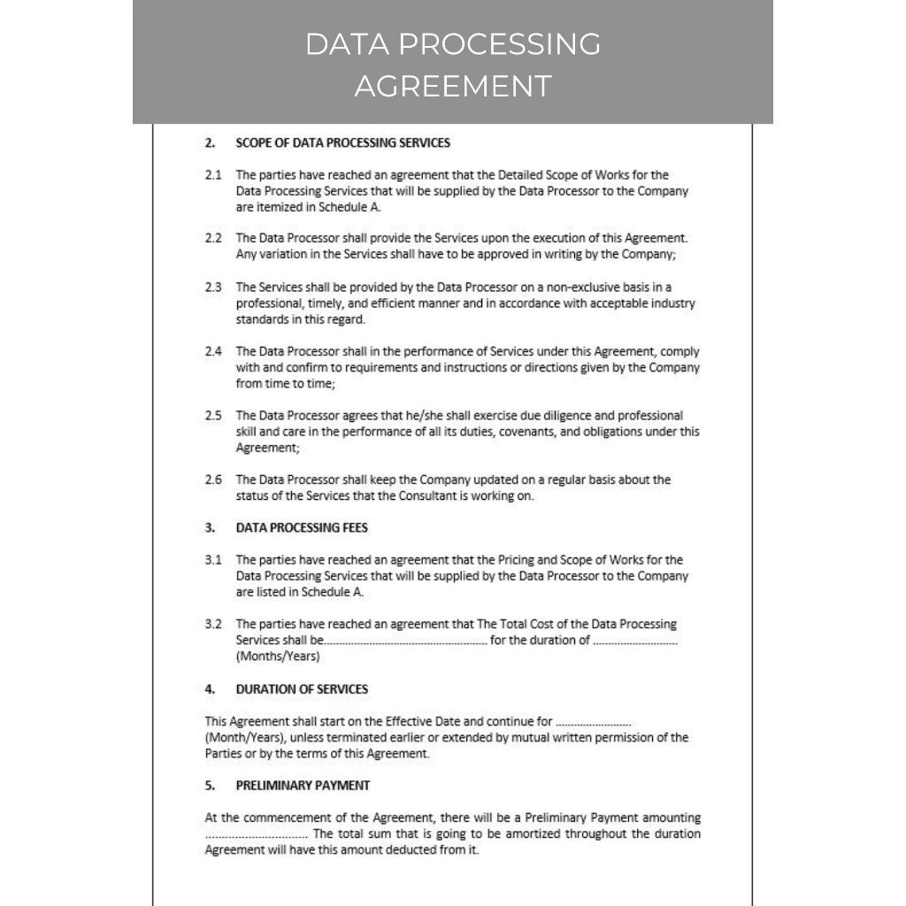 DATA PROCESSING AGREEMENT