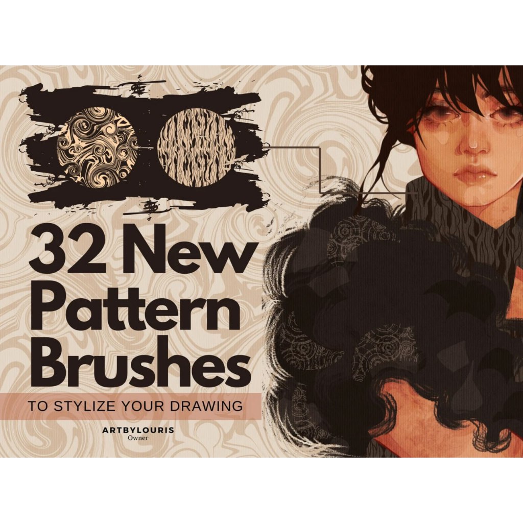 Procreate【T346】 32 Pattern Brushes for Procreate
