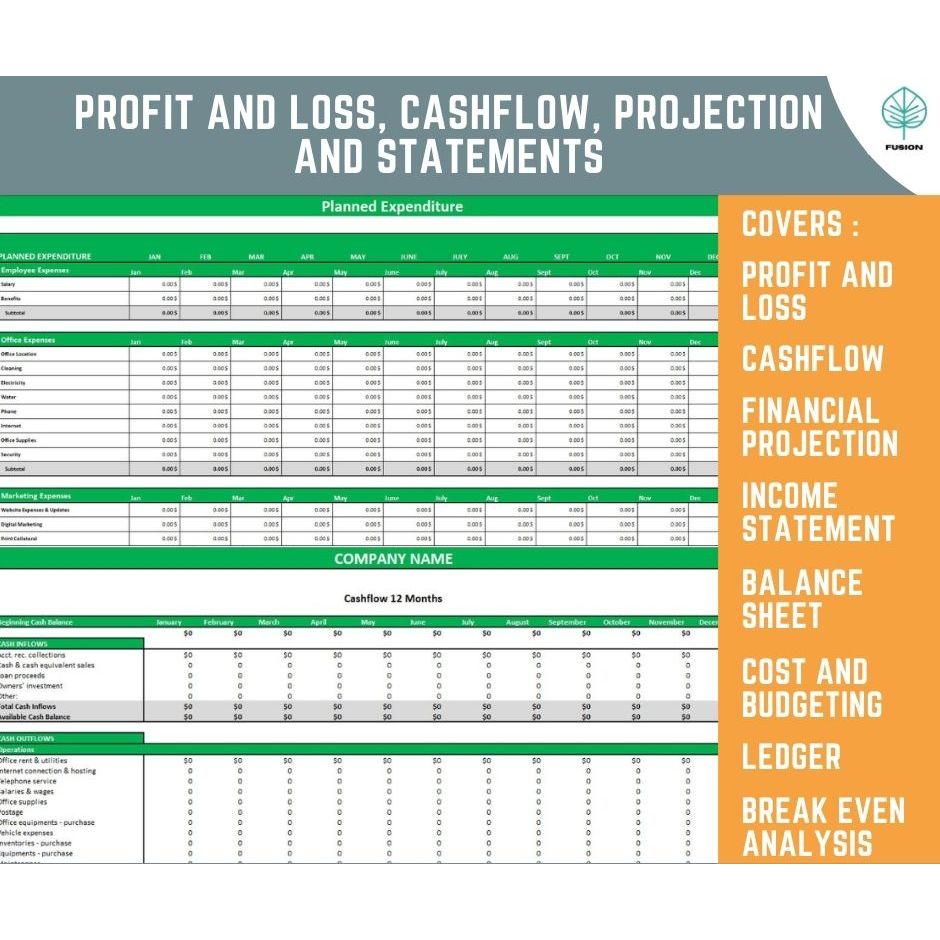 All-in-One Financial Template: Profit & Loss, Cash Flow, Budget, Income Statement, Balance Sheet and more for Excel