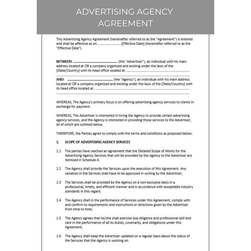 ADVERTISING AGENCY AGREEMENT