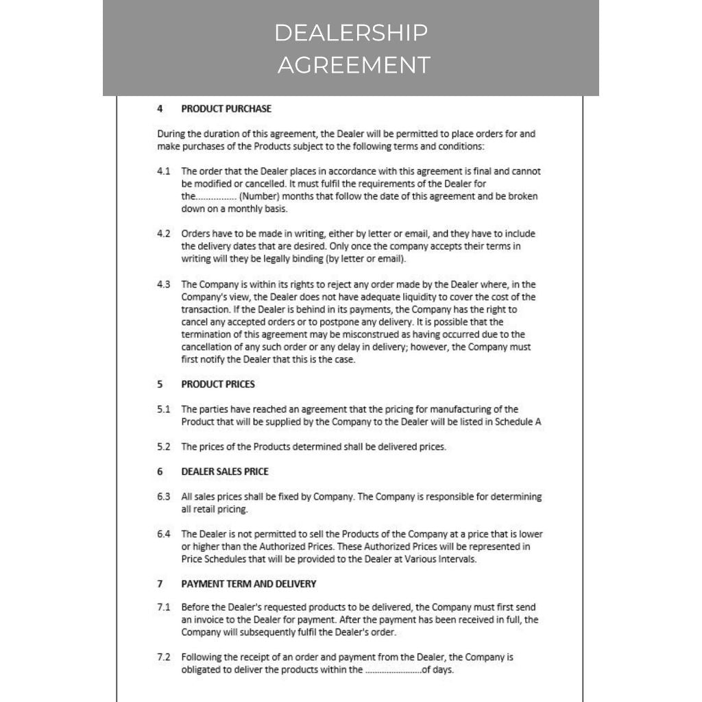DEALERSHIP AGREEMENT