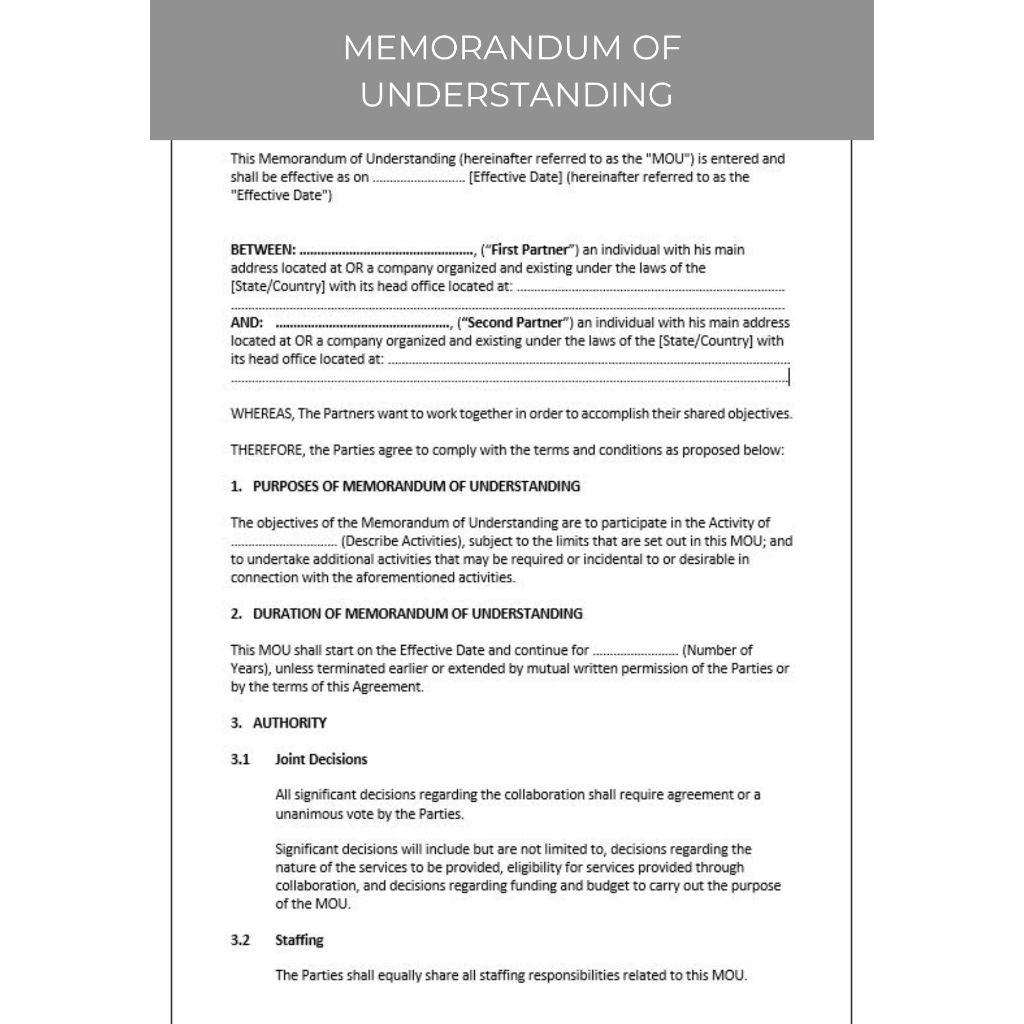 MEMORANDUM OF UNDERSTANDING