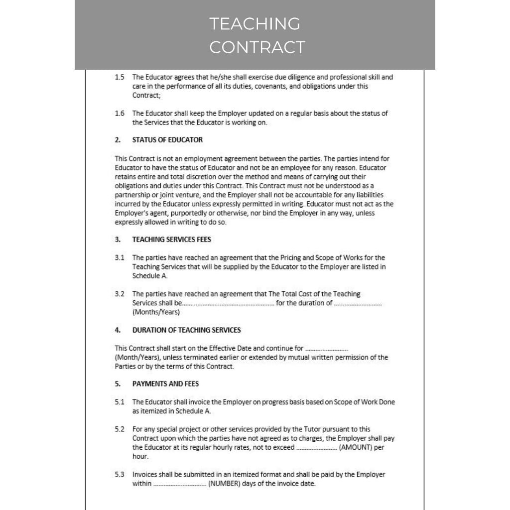 TEACHING CONTRACT DOCUMENT