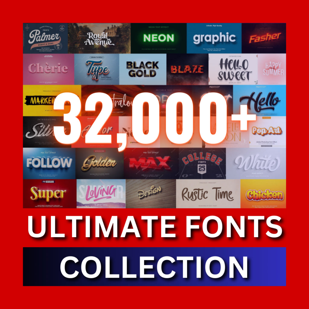 Text Effect for Adobe Photoshop & Adobe Illustrator (PSD and Ai) | Fonts Collection Bundle (TTF and OTF)