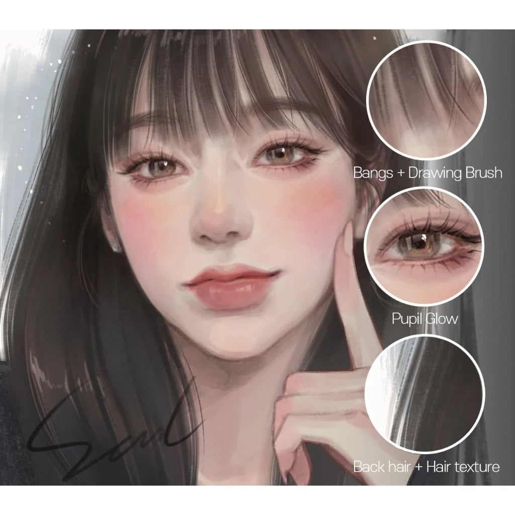 Procreate【T338】 Portrait + Hair Brushesfor Procreate