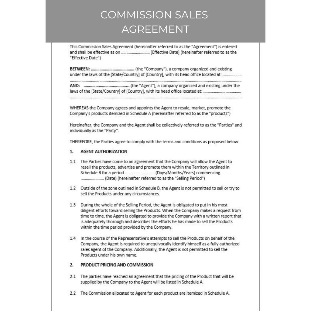 COMMISSION SALES AGREEMENT