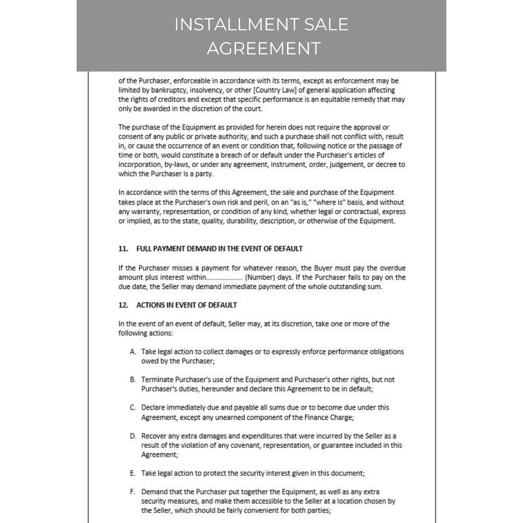 INSTALLMENT SALE CONTRACT