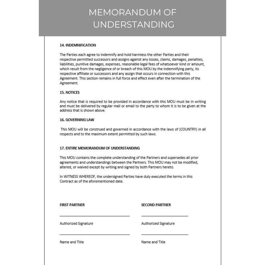 MEMORANDUM OF UNDERSTANDING