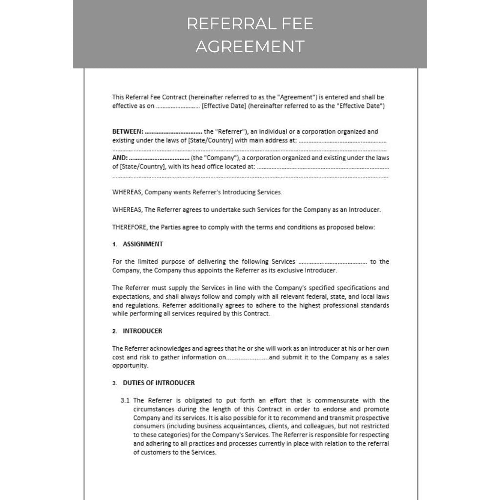 REFERRAL FEE AGREEMENT