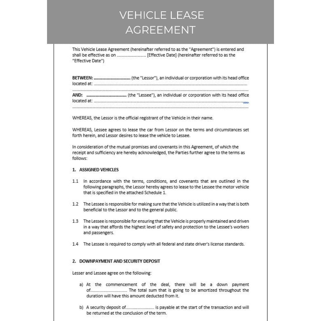 VEHICLE LEASE AGREEMENT