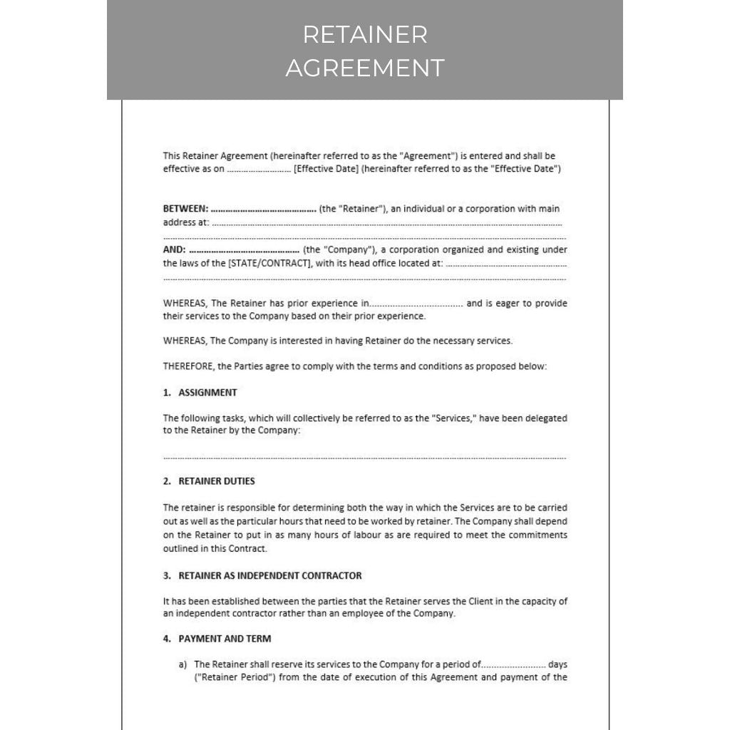 RETAINER AGREEMENT DOCUMENT