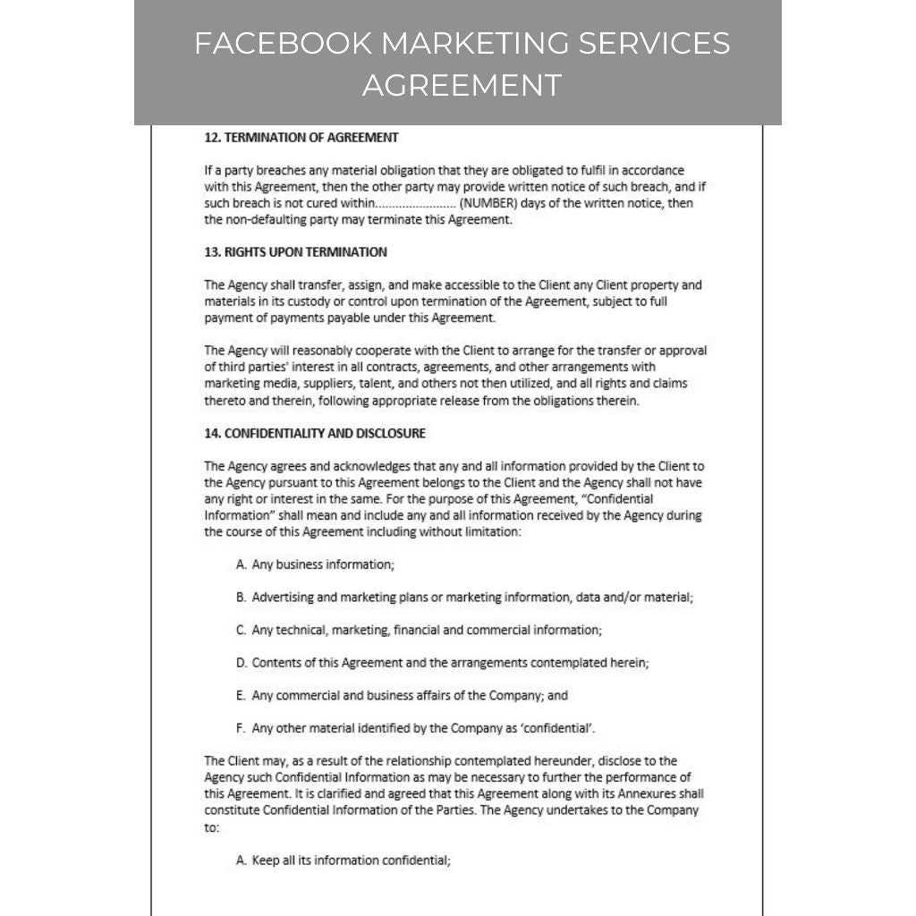 FACEBOOK MARKETING SERVICES AGREEMENT