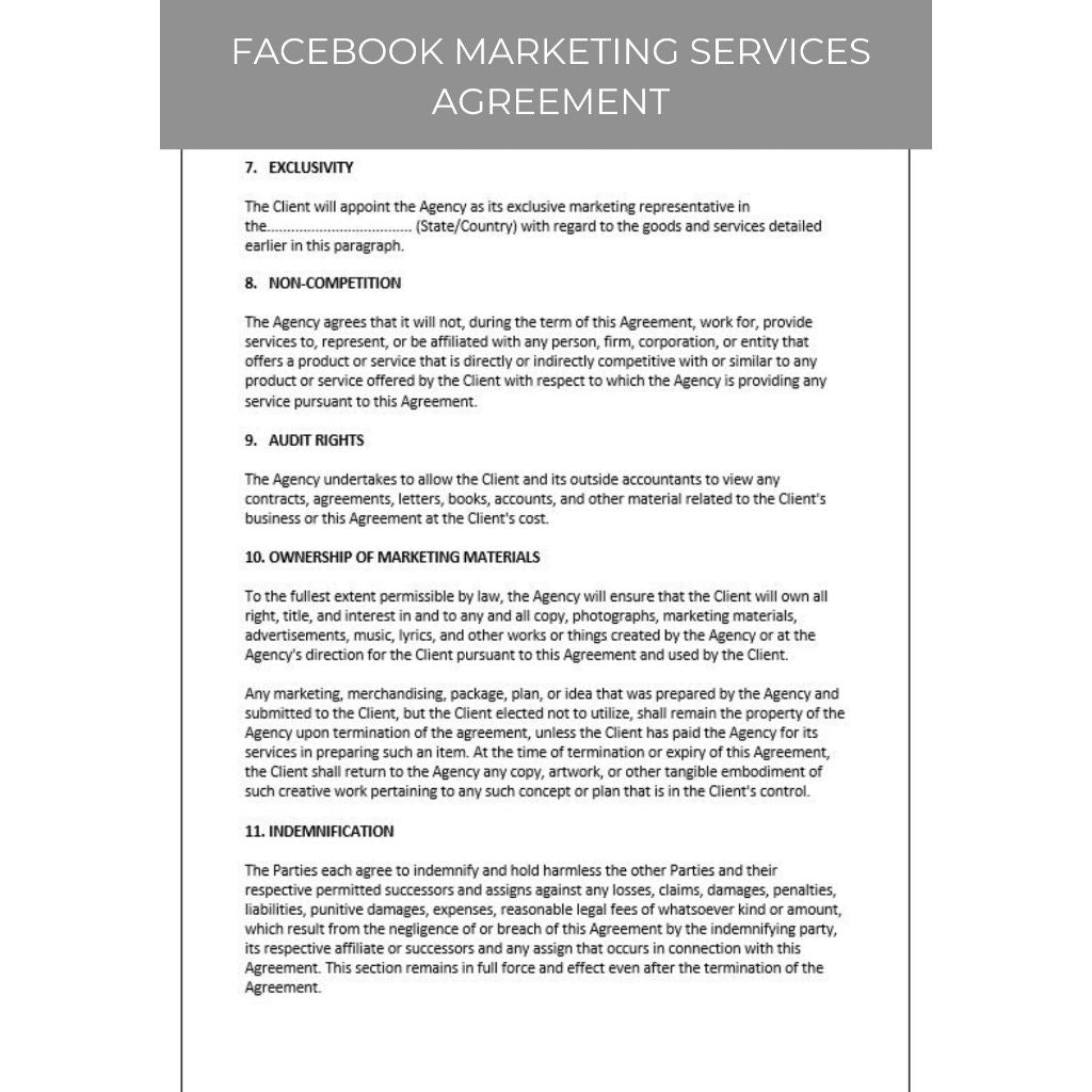FACEBOOK MARKETING SERVICES AGREEMENT