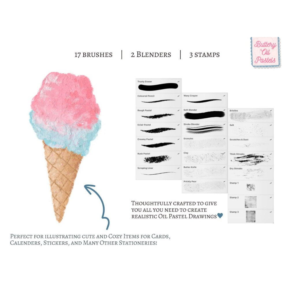 Procreate【T339】 Oil Pastel Painting Brushes for Procreate