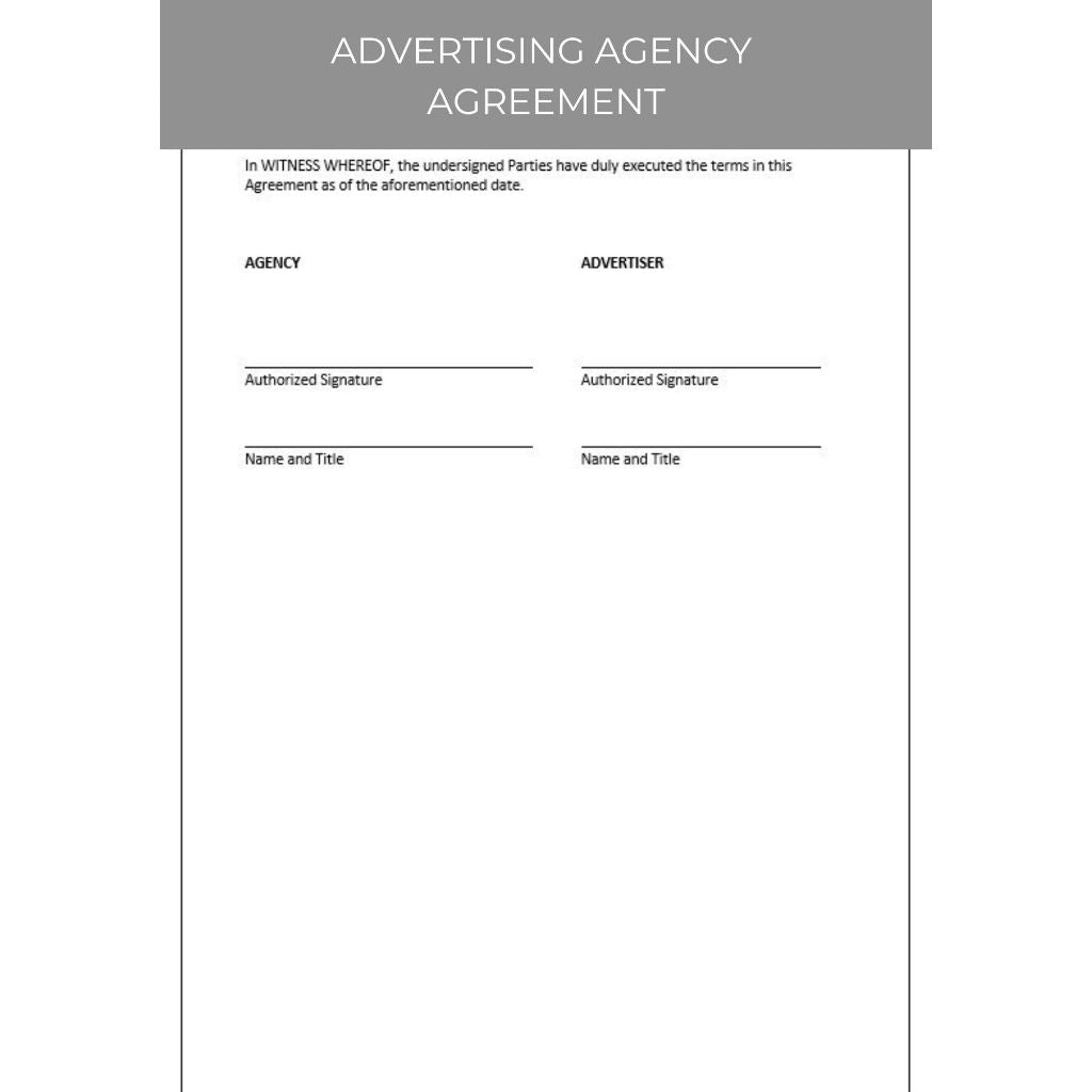 ADVERTISING AGENCY AGREEMENT