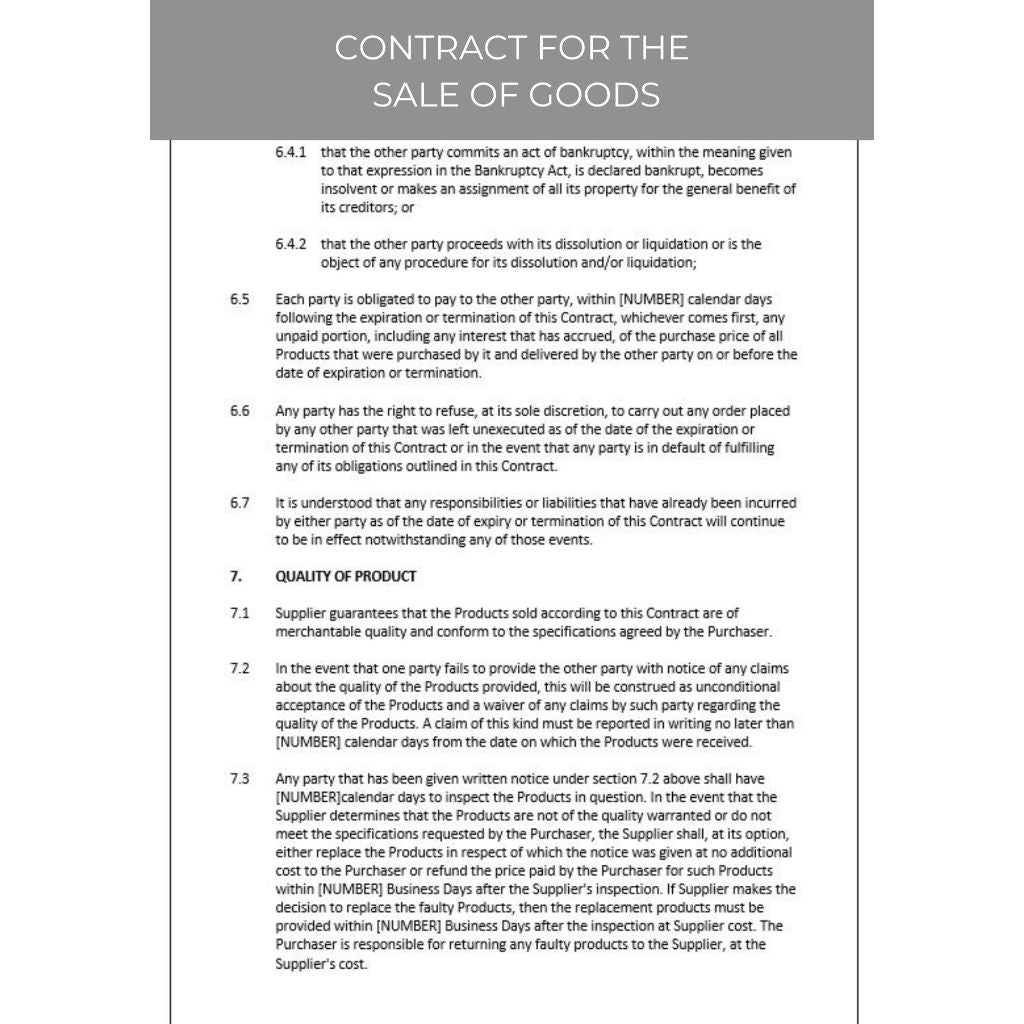 CONTRACT FOR THE SALE OF GOODS