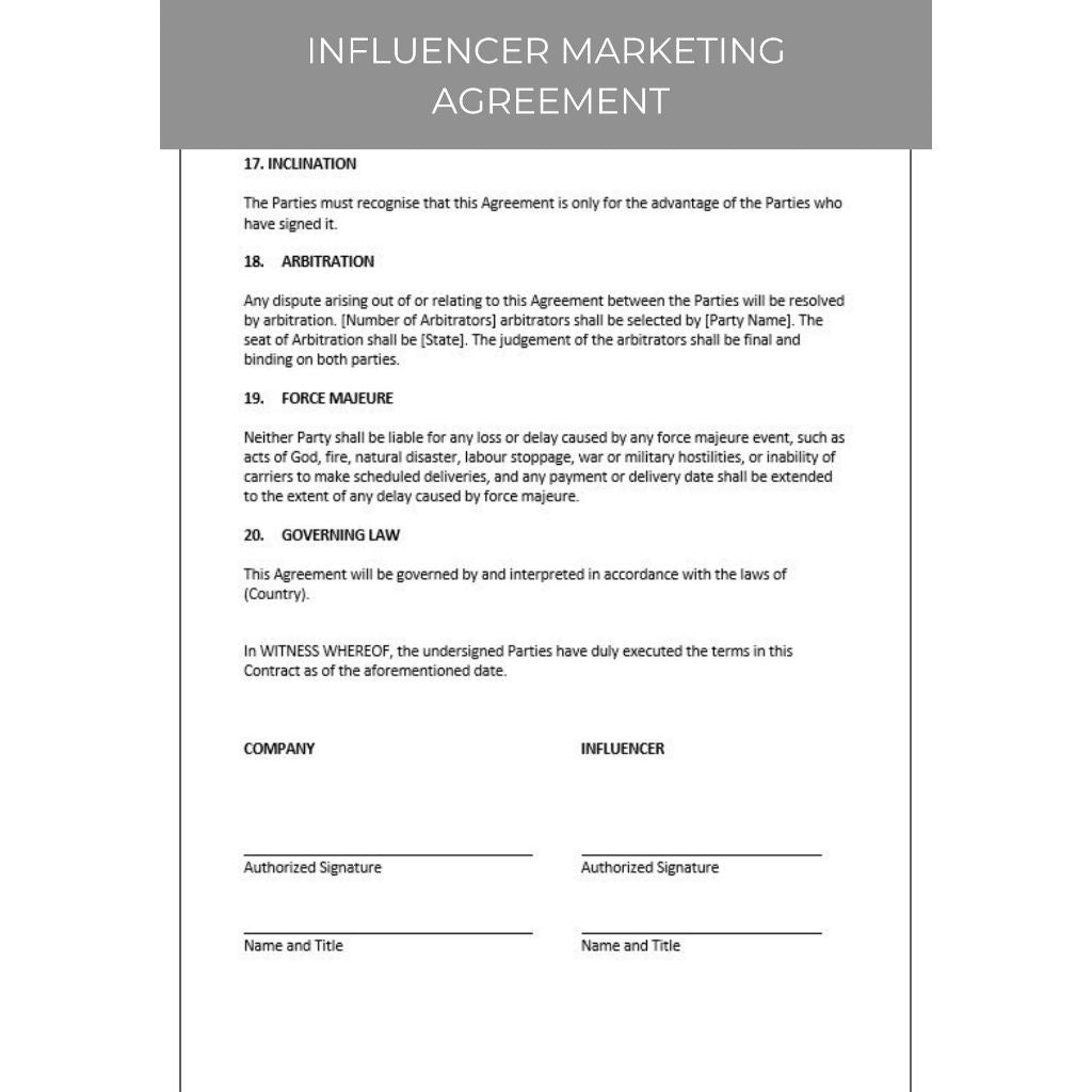 INFLUENCER MARKETING AGREEMENT