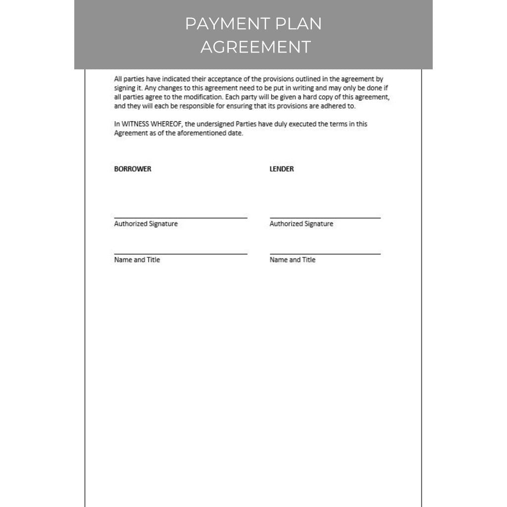Payment Plan Agreement