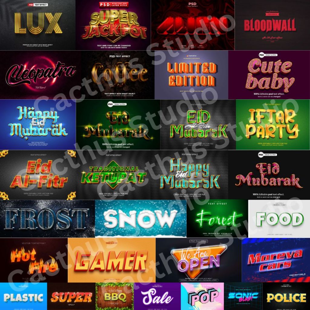 Text Effect for Adobe Photoshop & Adobe Illustrator (PSD and Ai) | Fonts Collection Bundle (TTF and OTF)