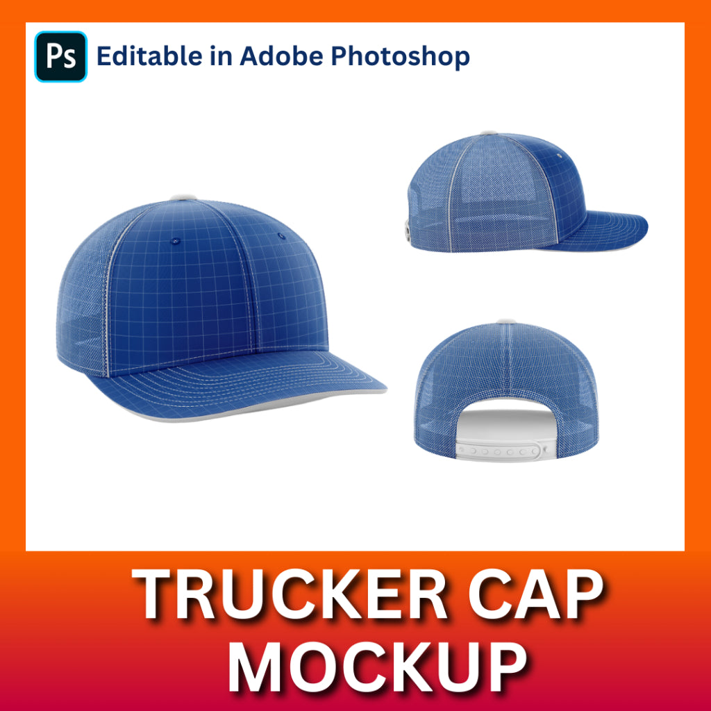 Mockup Trucker Cap - Shirt Mockup | Photoshop (PSD)