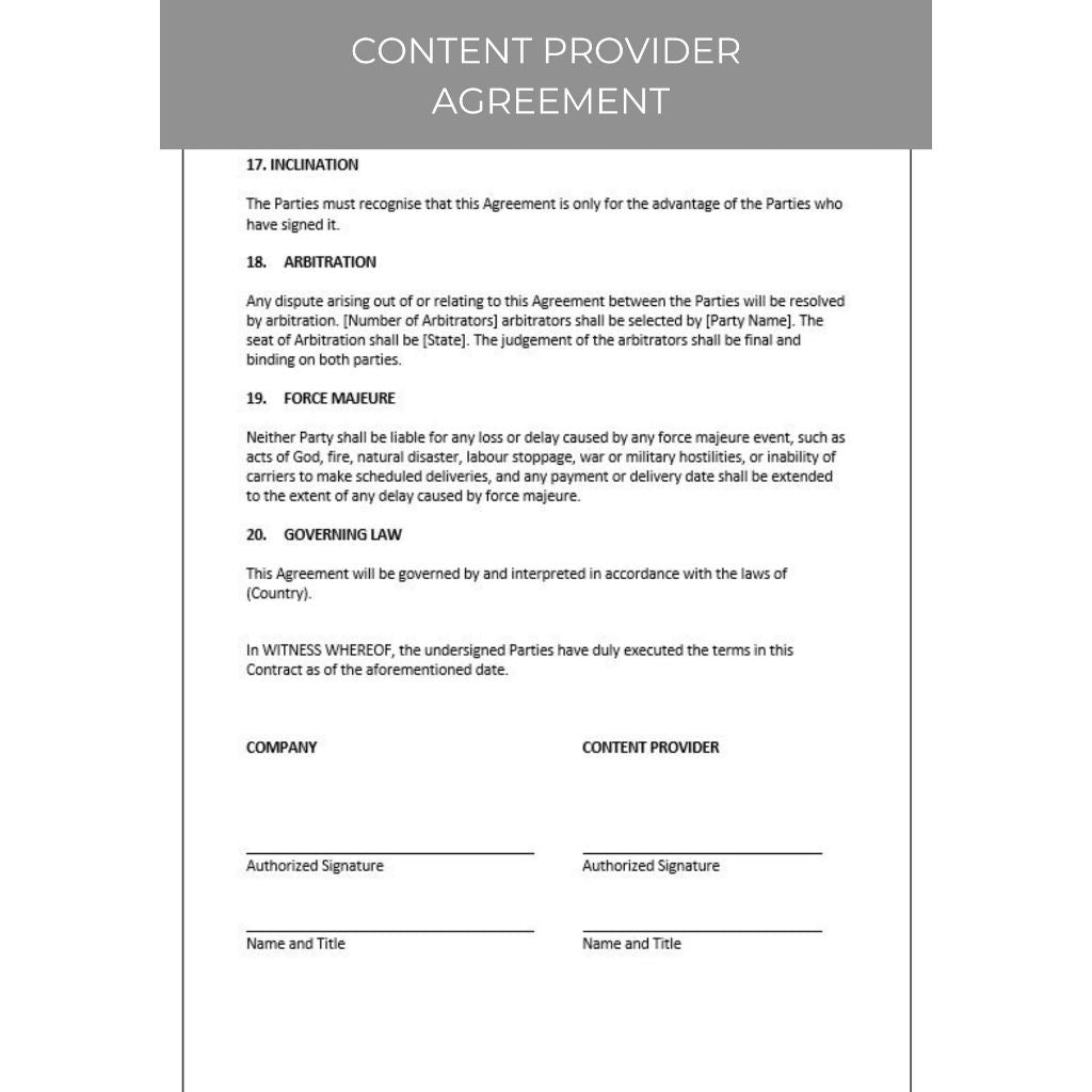 CONTENT PROVIDER AGREEMENT