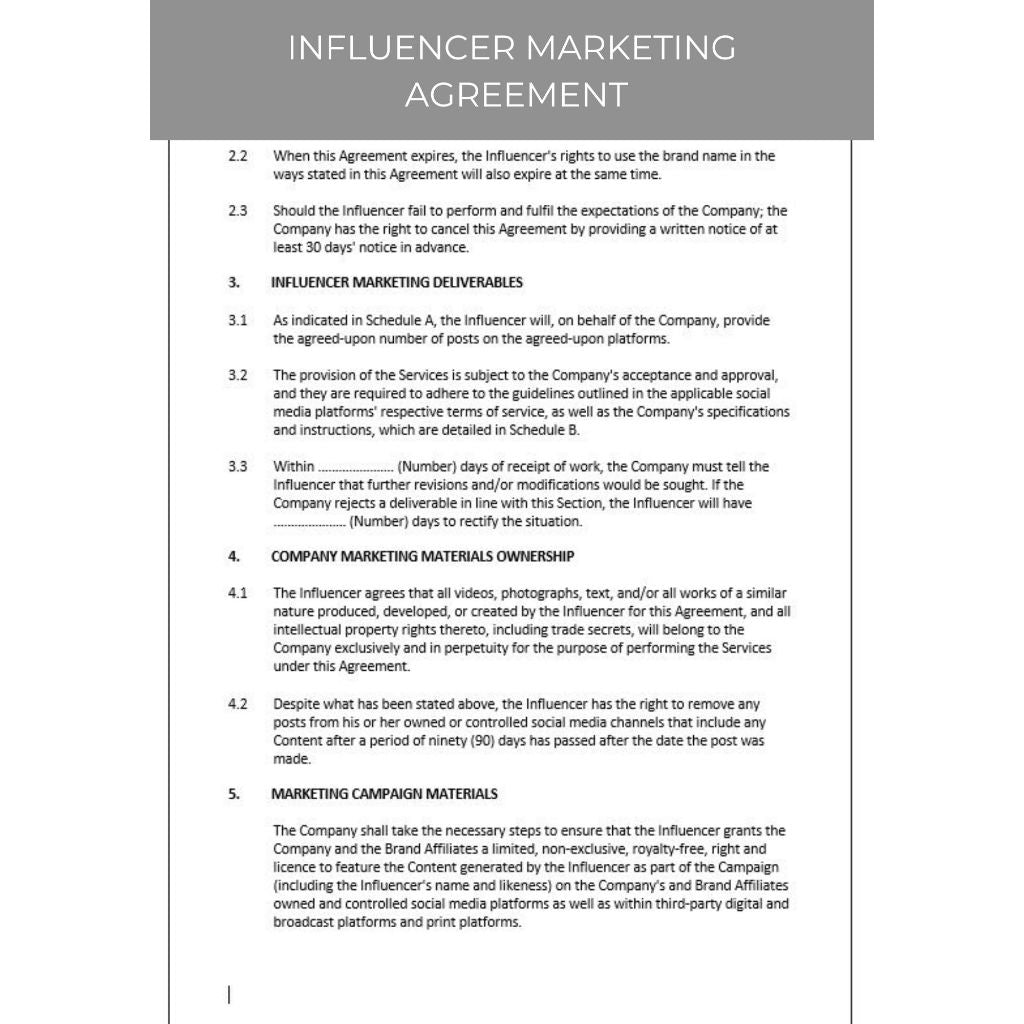 INFLUENCER MARKETING AGREEMENT
