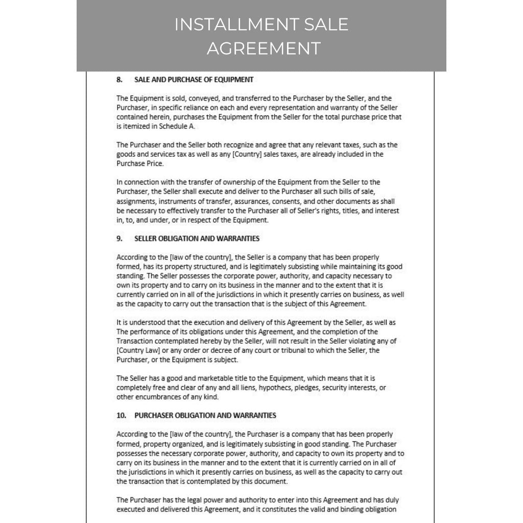 INSTALLMENT SALE CONTRACT