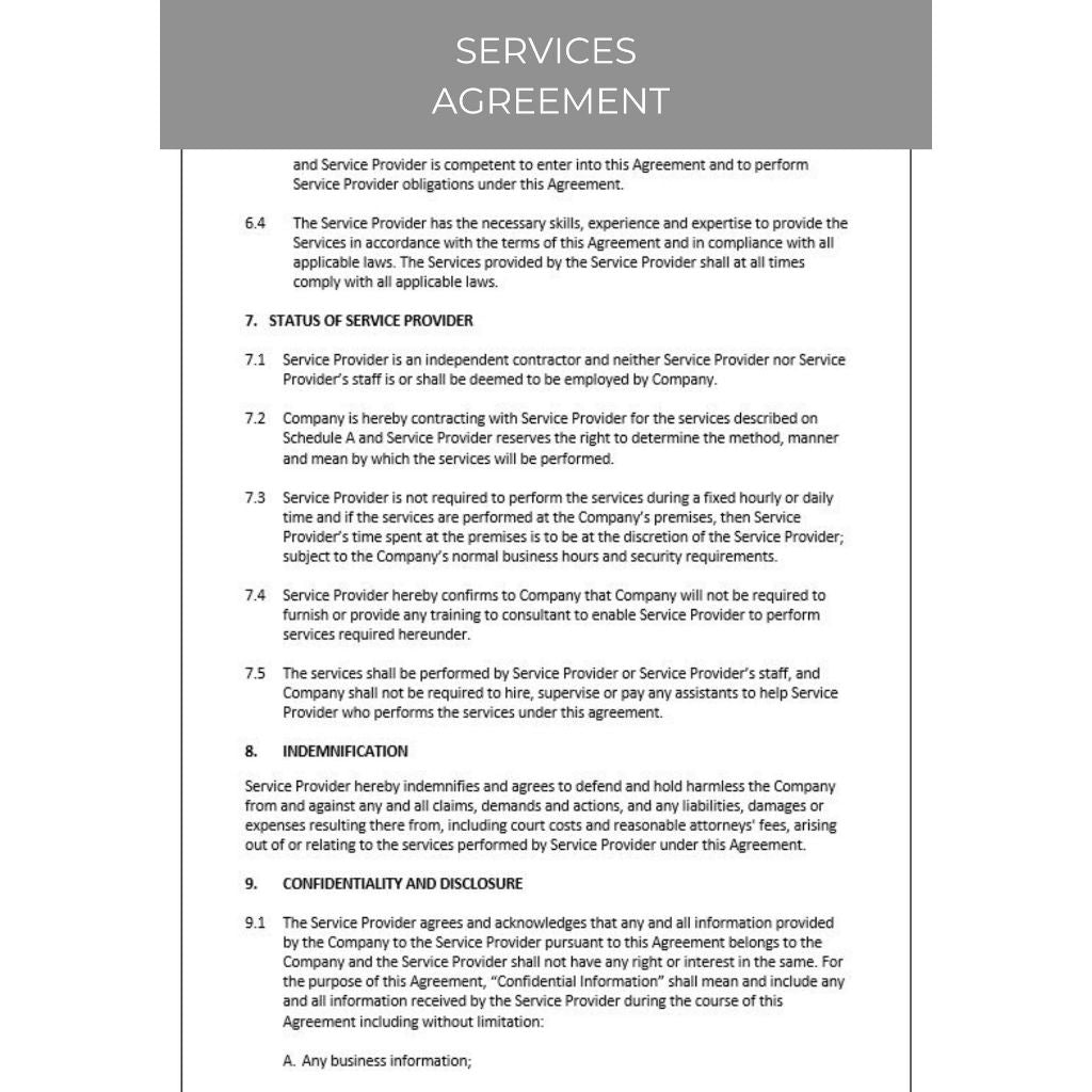 SERVICE AGREEMENT DOCUMENT