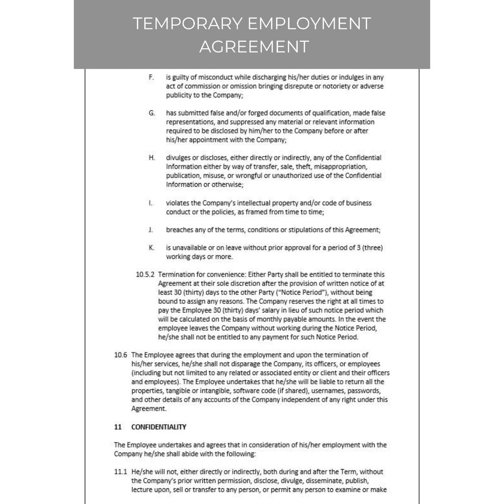 TEMPORARY EMPLOYMENT AGREEMENT