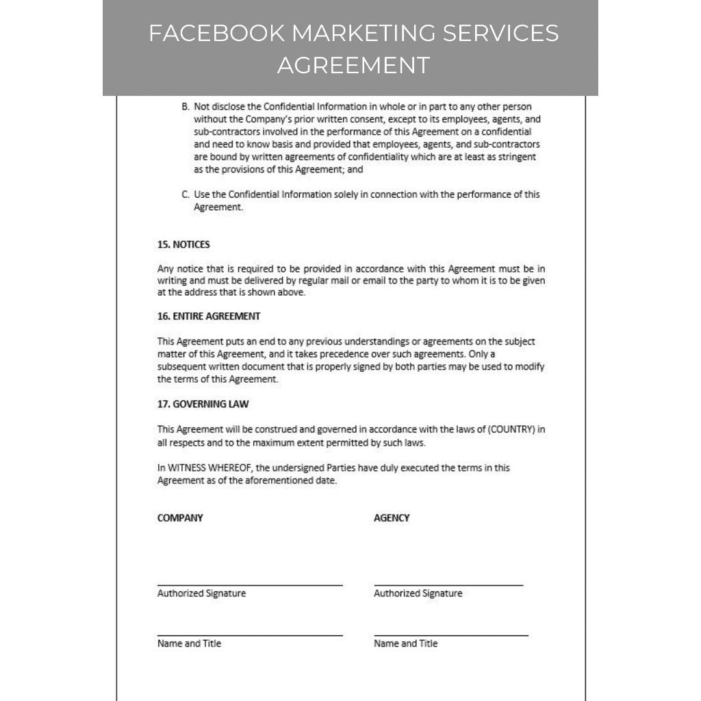 FACEBOOK MARKETING SERVICES AGREEMENT