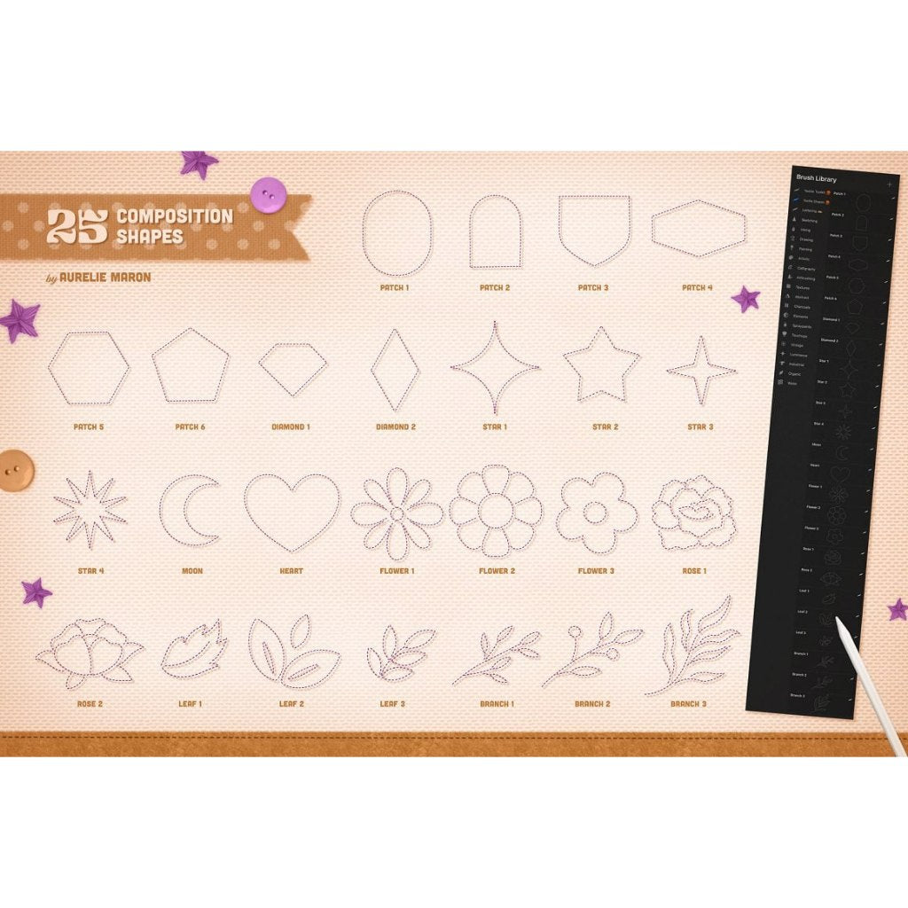 Procreate iOS & MacOSX【T265】 Textile Lettering Toolkit for Procreate