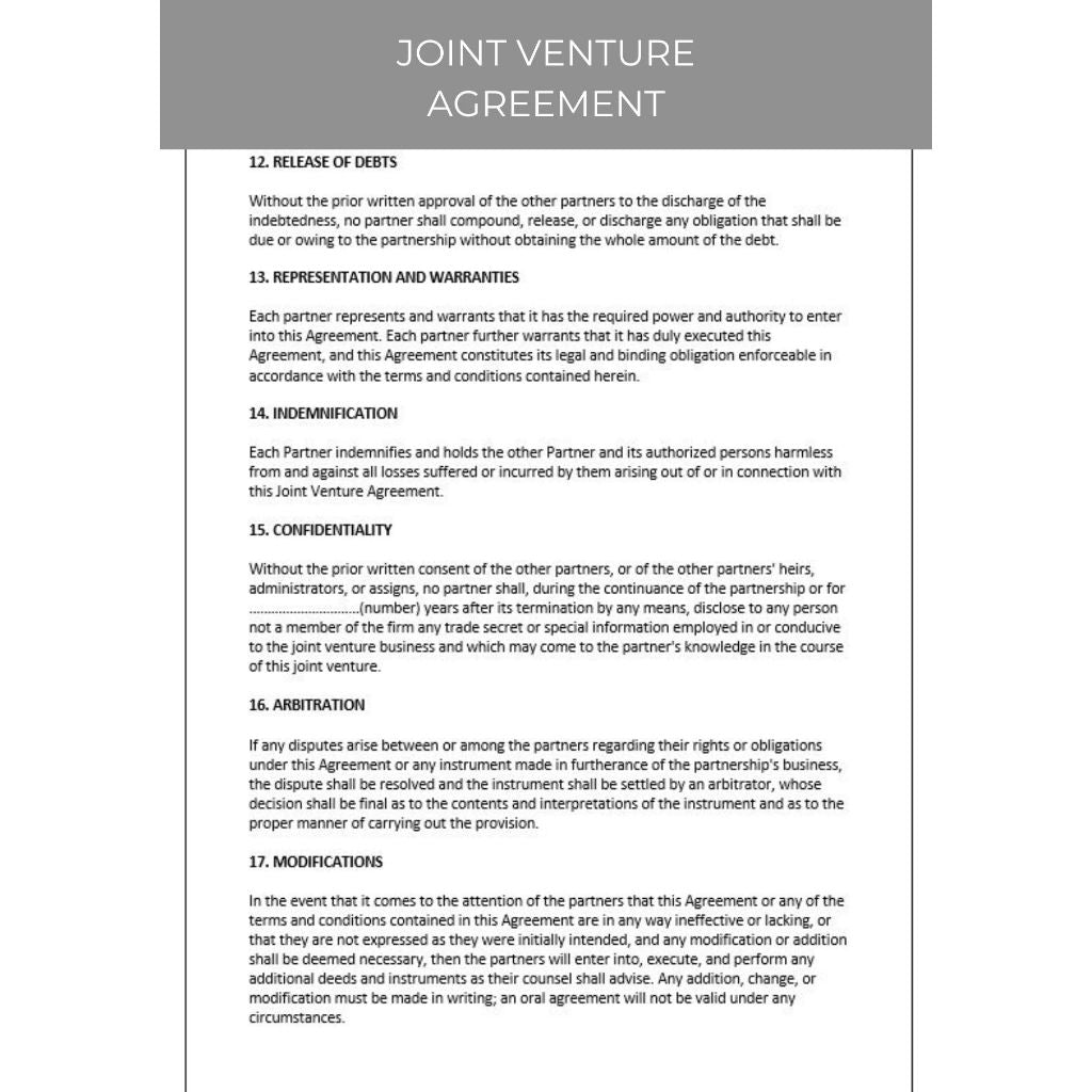 JOINT VENTURE AGREEMENT