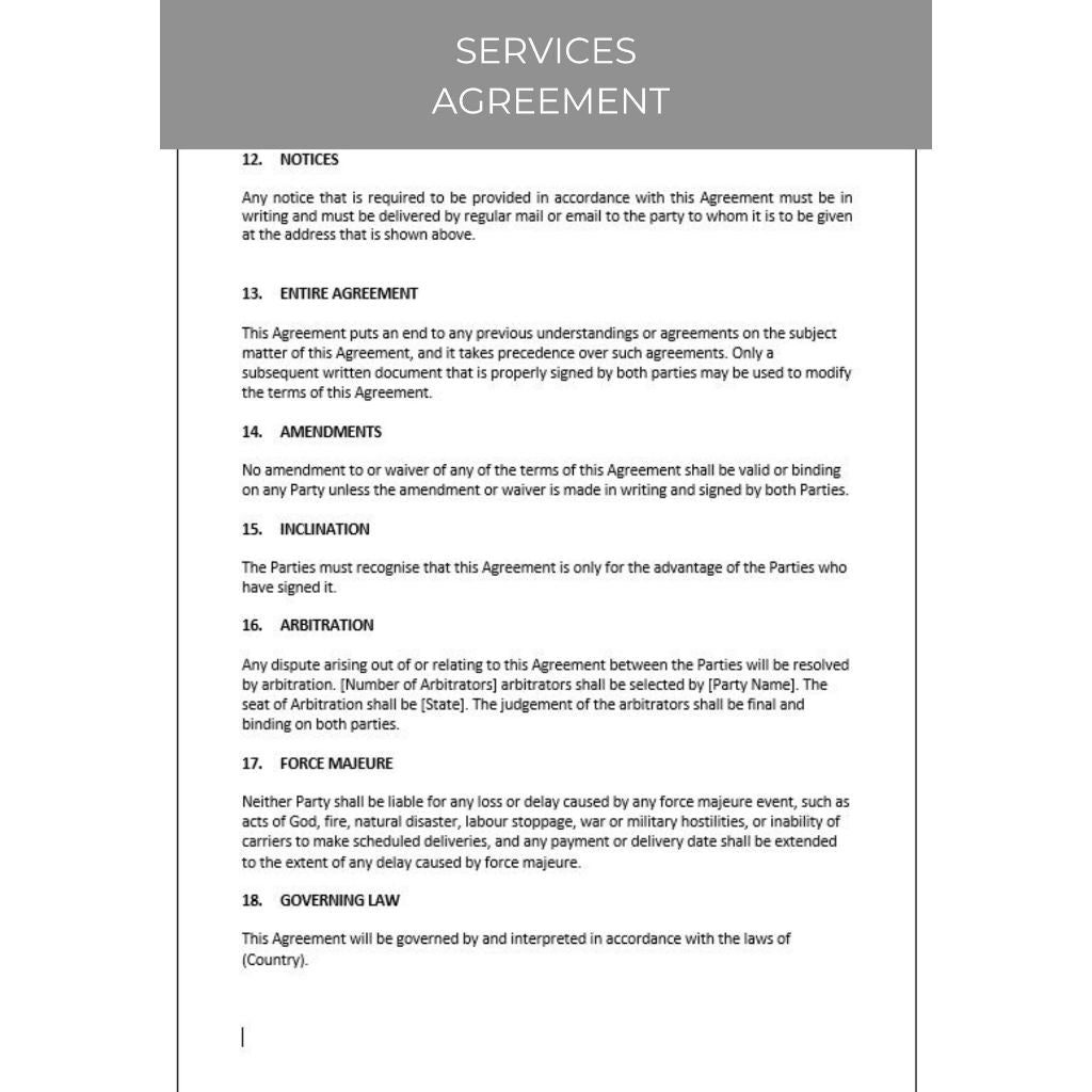 SERVICE AGREEMENT DOCUMENT