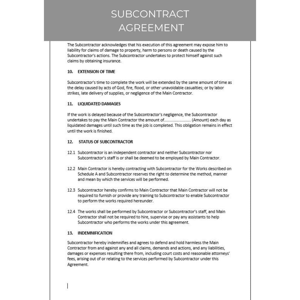 SUBCONTRACT AGREEMENT