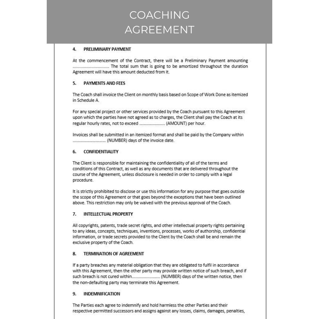 COACHING AGREEMENT DOCUMENT
