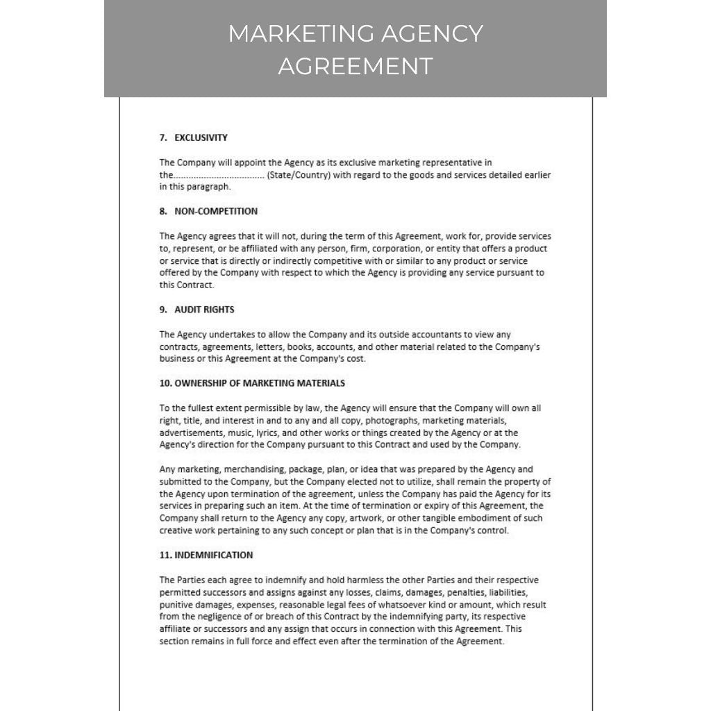 MARKETING AGENCY AGREEMENT