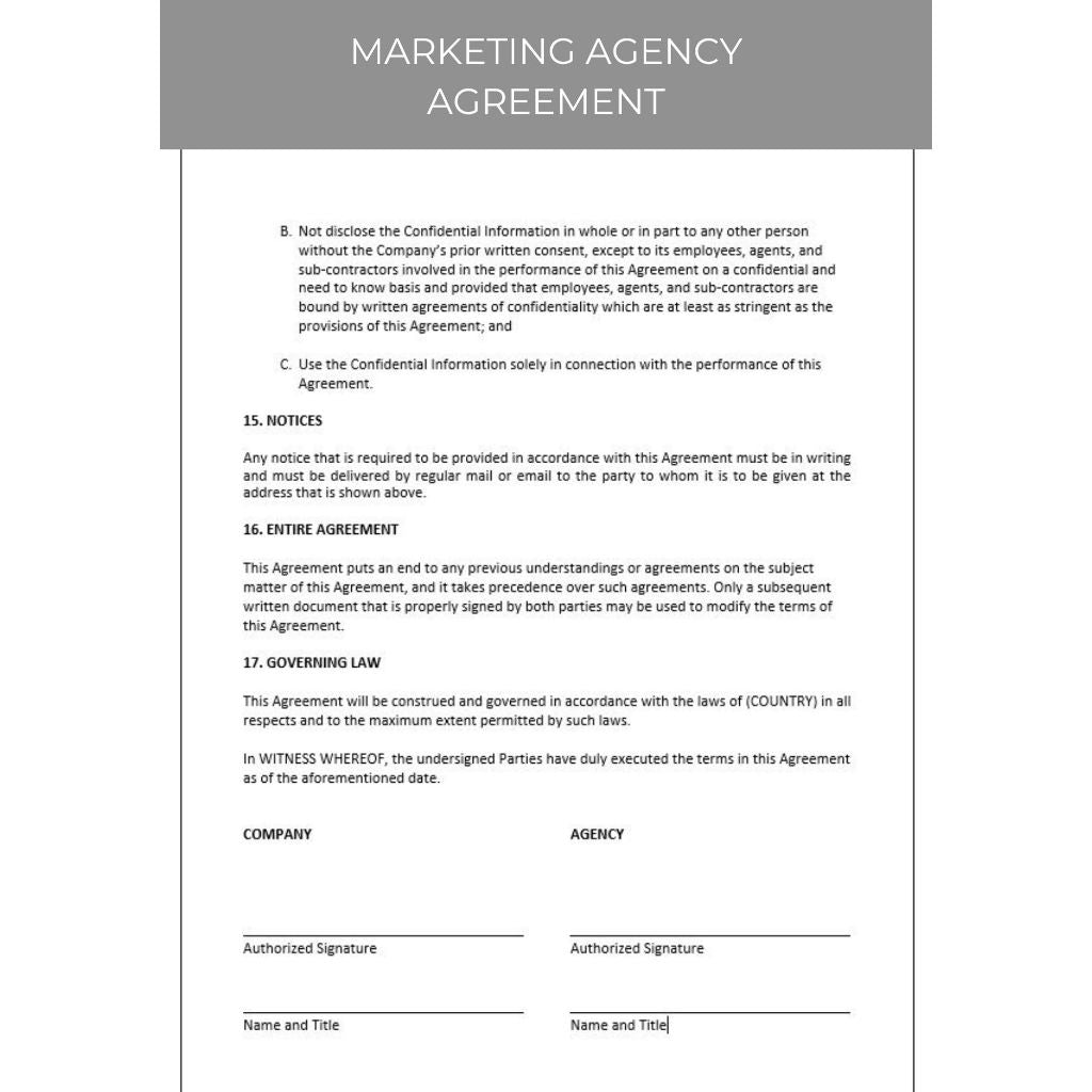 MARKETING AGENCY AGREEMENT