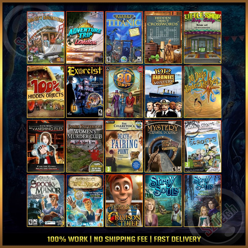 40 IN 1 Games [PC GAME]  [ DIGITAL DOWNLOAD]  Hidden Object Big City Adventure Mortimer Beckett Exorcist Little Shop